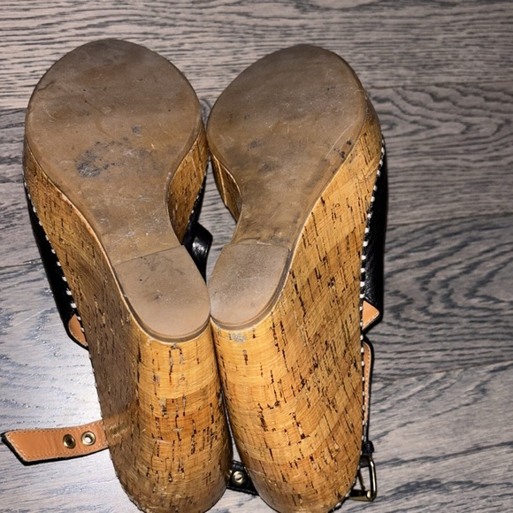 Dolce Vita Prema Platform Peep Toe Wedges Black Leather Size 9 - Picture 12 of 16